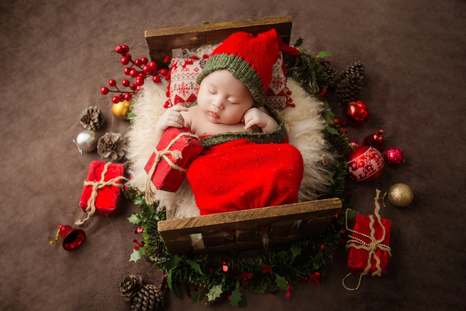 sesion de fotos bebes recien nacidos en navidad